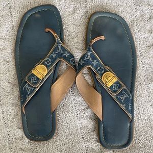 Louis Vuitton Monogram Denim Blue Thong Sandal ~ AUTHENTIC & Original Owner